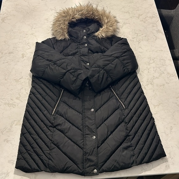 LONDON FOG 3X Black ZIP-FRONT LONG LENGTH PUFFER JACKET ZIP-OFF FUR TRIM HOOD - Picture 15 of 16
